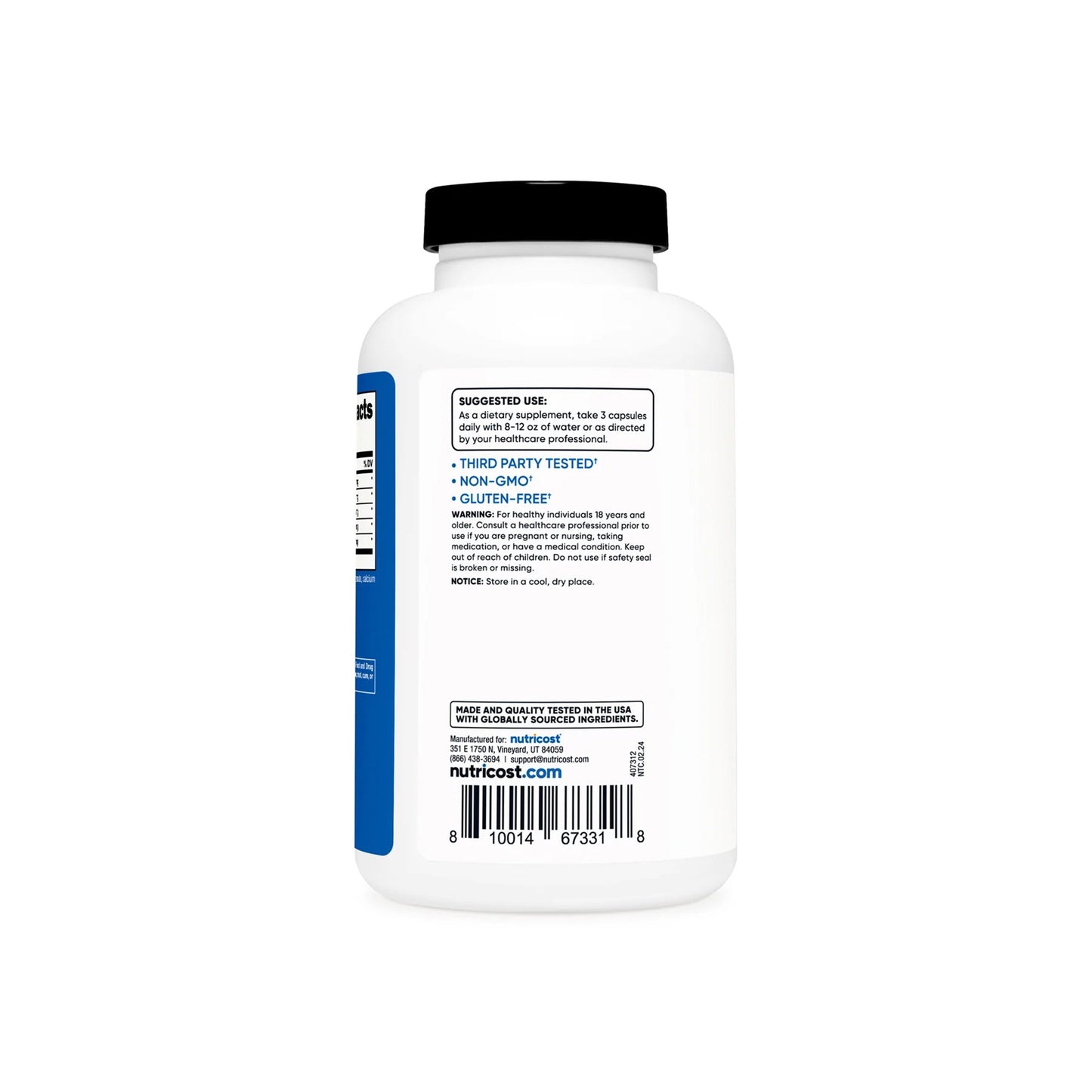 nutricost® Dietary Supplement Nitric Oxide 750 mg Strength Capsule 180 Per Bottle (1270271_BT)