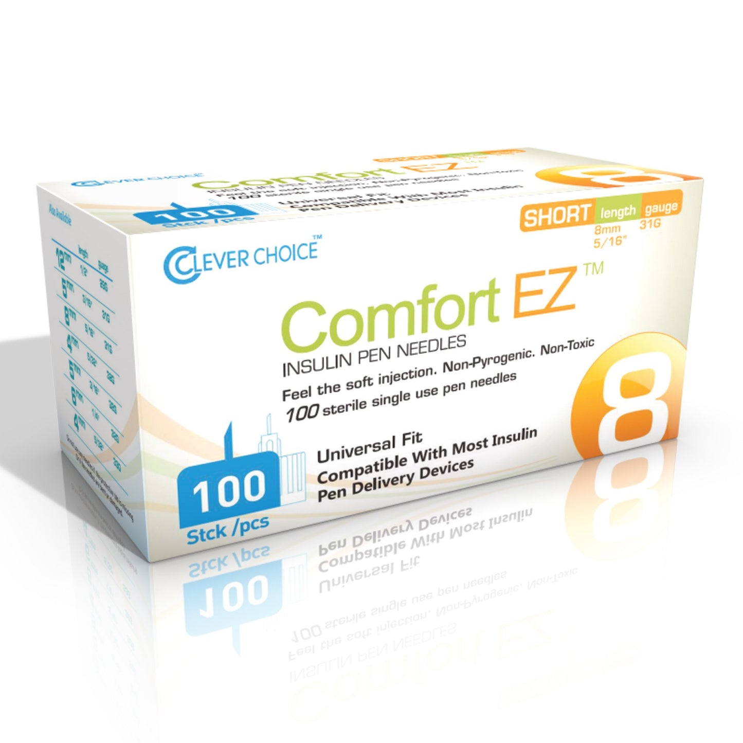 Comfort EZ™ Standard Insulin Pen Needle 31 Gauge 8 mm Length NonSafety (1083791_BX)