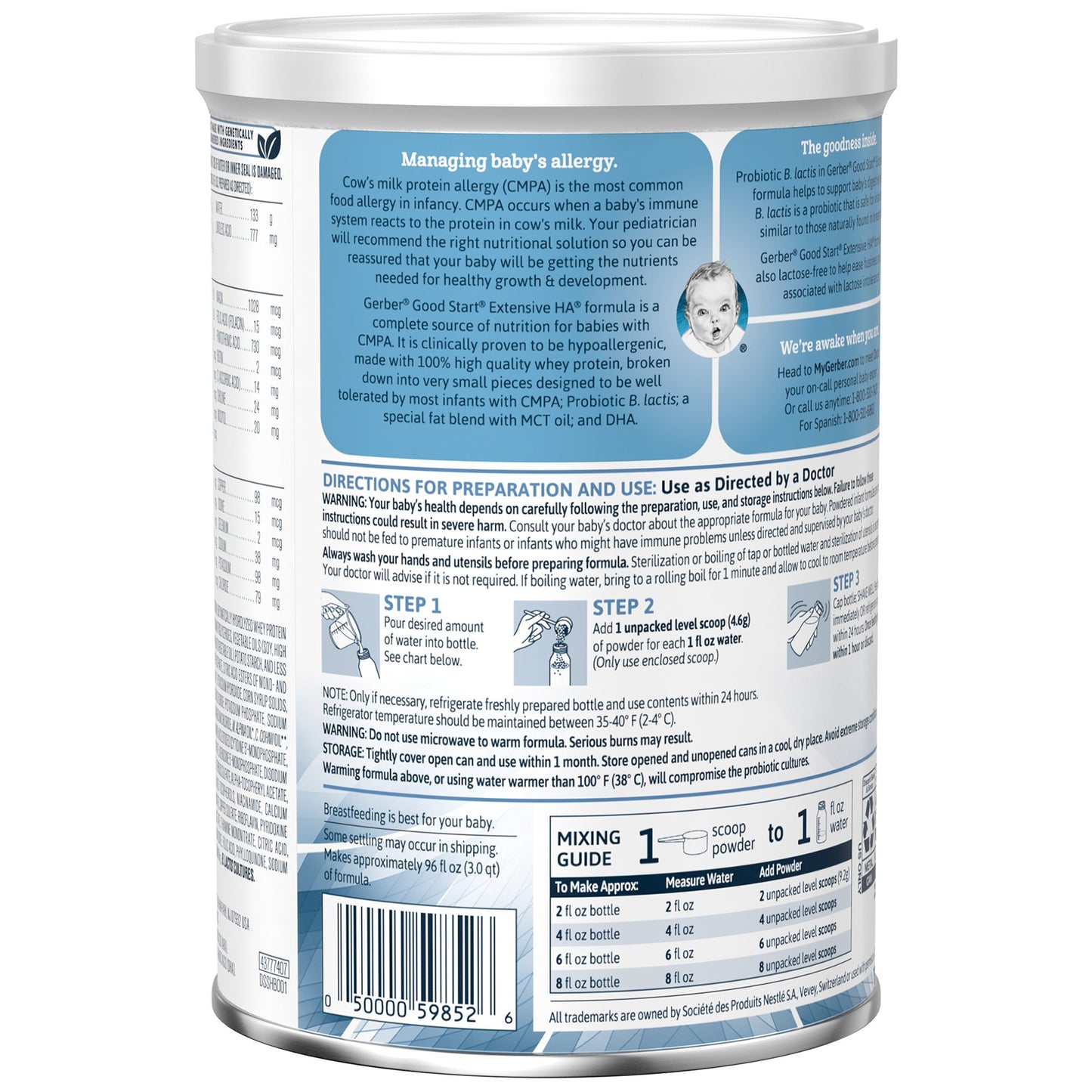 Gerber® Good Start® Extensive HA Infant Formula Unflavored 14.1 oz. Can Powder Whey Protein Cow's Milk Allergy (979091_CS)