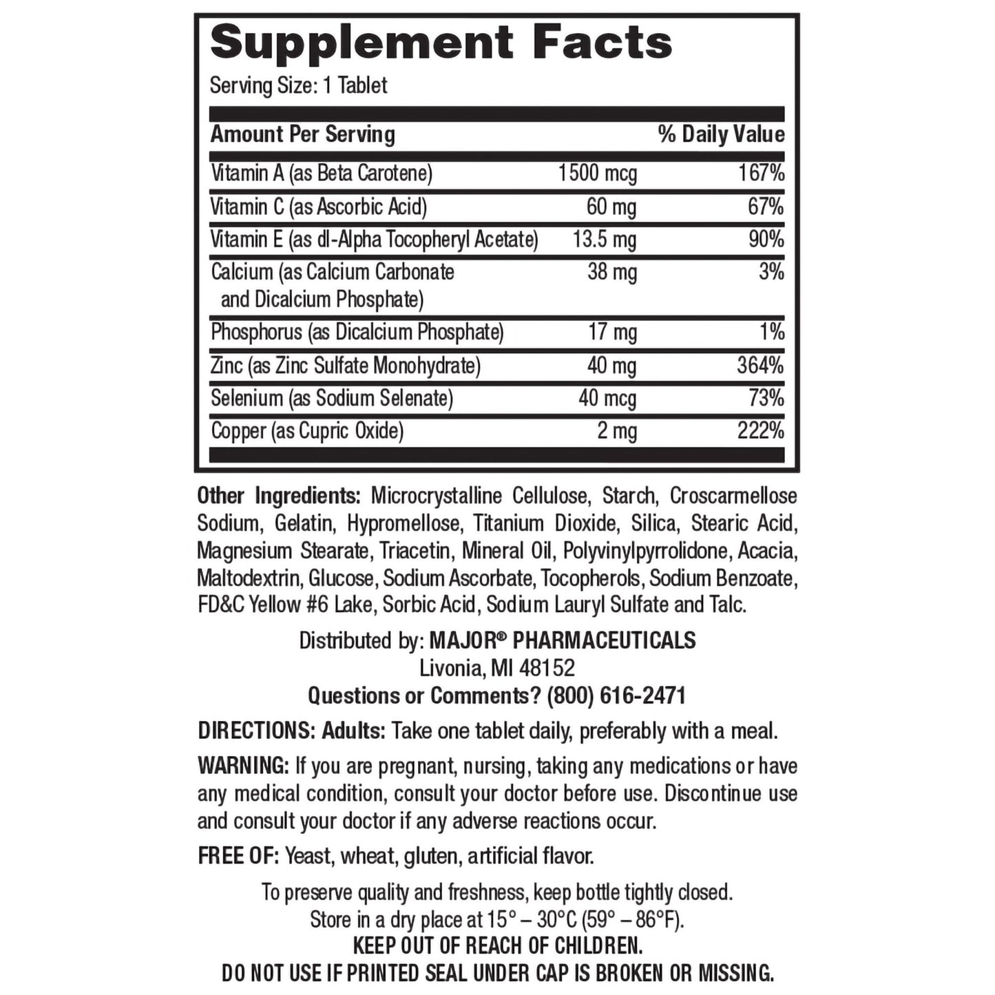 Prosight Multivitamin Supplement Vitamin A / Ascorbic Acid 5,000 IU - 60 mg Strength Tablet 60 per Bottle (486494_BT)