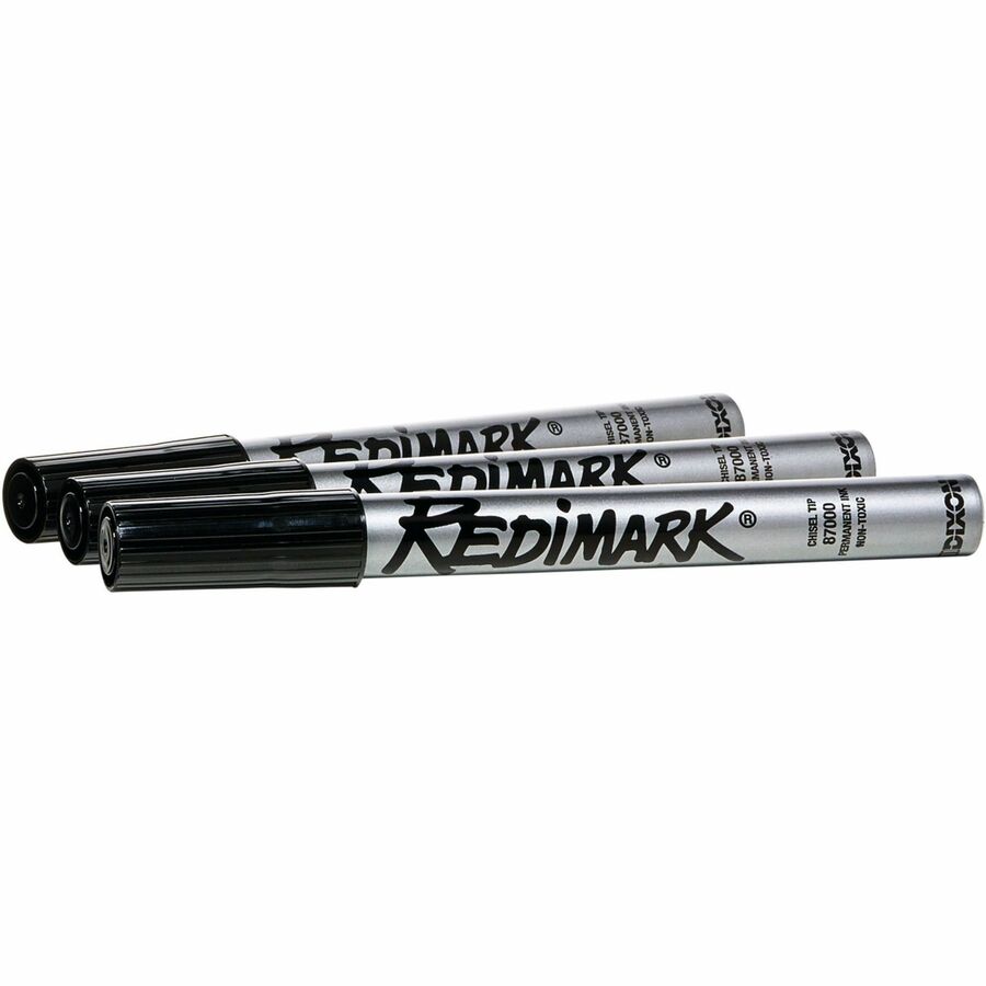 Dixon Industrial RediMark Chisel Tip Permanent Markers, Black Ink, Metal Barrel, 12/Dozen (DIX87170)