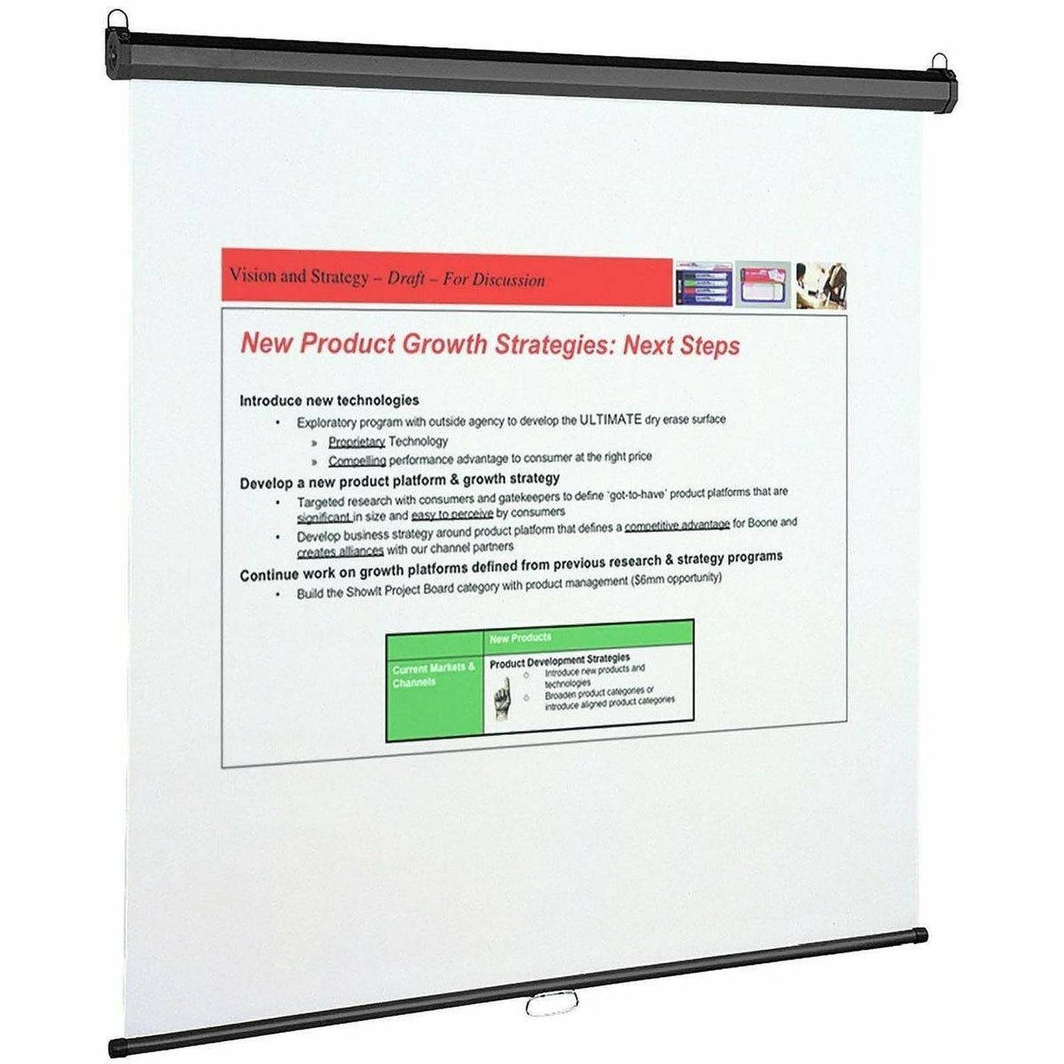 Quartet Manual Projection Screen, 1:1, Matte White, 96" x 96", Wall Mount, Ceiling Mount (QRT696S)
