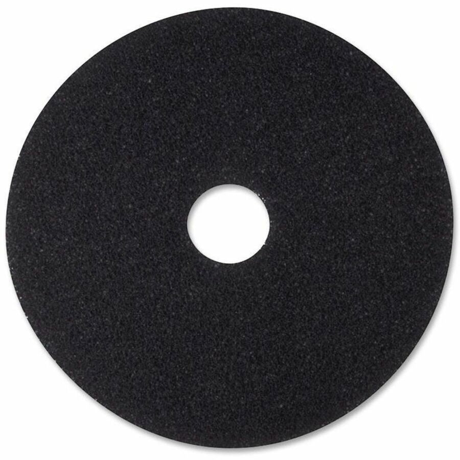 3M Black Stripping Pads, 12" Diameter, Black, 5/Carton (MMM08374)