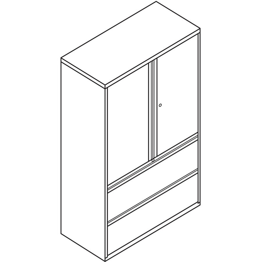 HON 800 Series Wide Lateral File with Storage Cabinet, 2-Drawer, 42"W x 18"D x 64.2"H, Black Steel (HON895LSP)