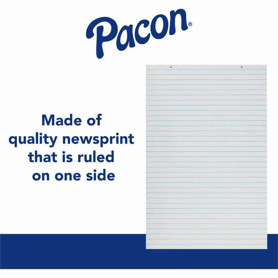 Pacon Ruled Chart Pad, 100 Sheets, Glue, Front Ruling Surface, 1" Ruled, 24" x 36" (PAC3052)