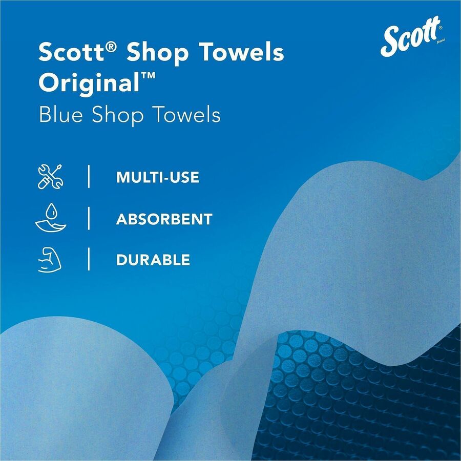 Scott Original Shop Towels, Fresh, 9.40" x 11", 55 Sheets/Roll, Blue, 1 Roll (KCC75147)
