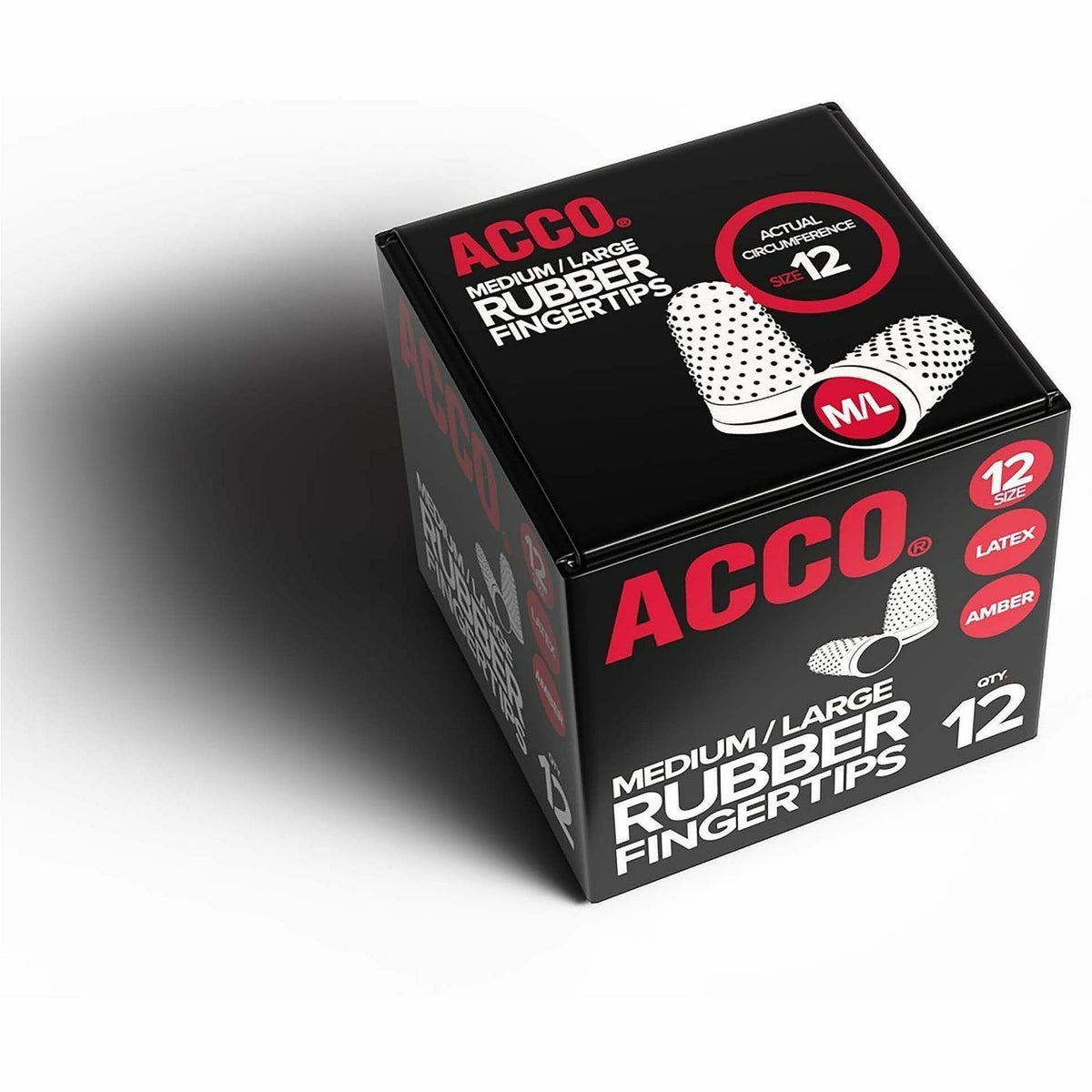 ACCO Rubber Finger Tips, #12 with 0.69" Diameter, Medium/Large, Amber, 12/Box (ACC54032)