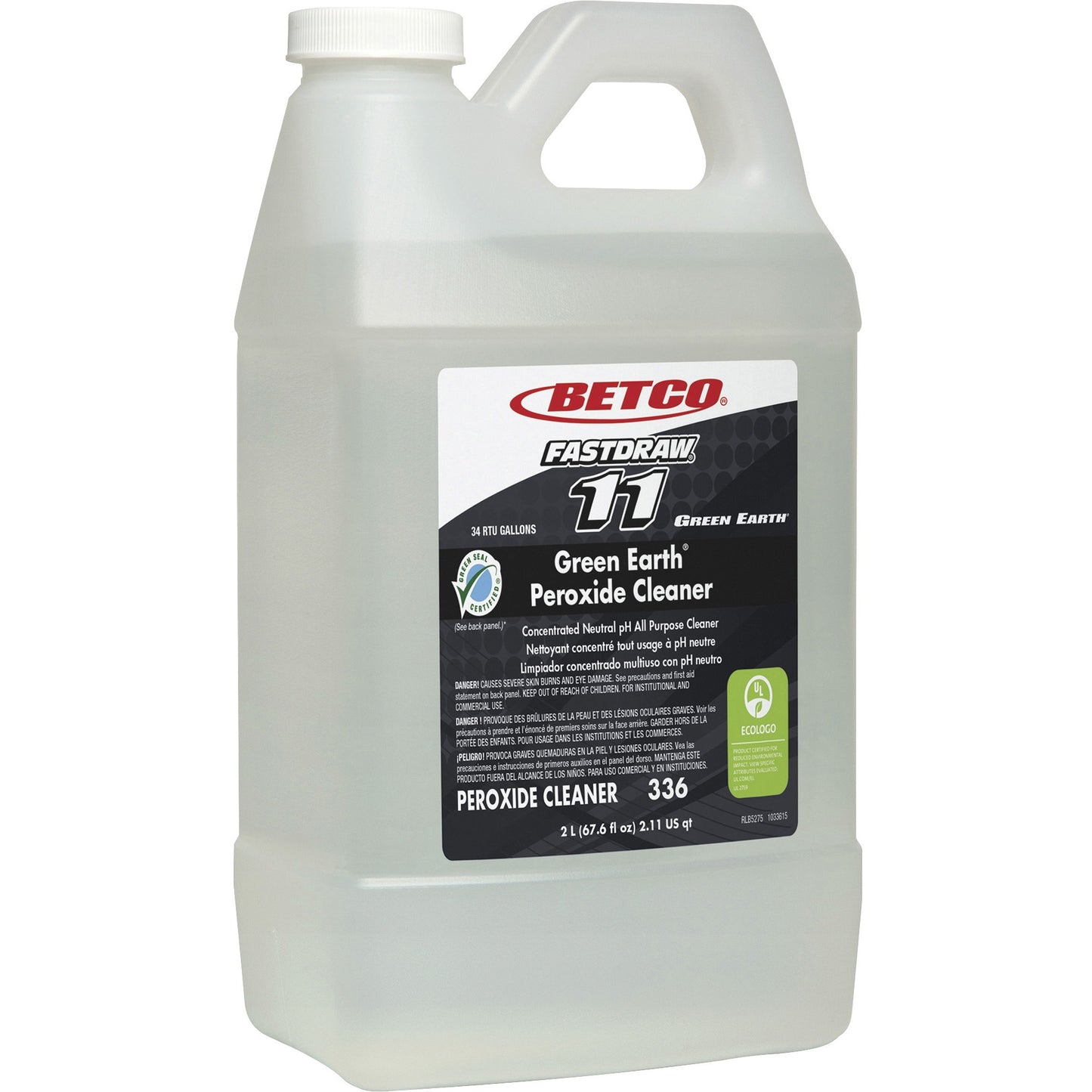 Betco Green Earth FastDraw 11 Peroxide Cleaner, 67.6 fl oz, Citrus Scent (BET3364700)