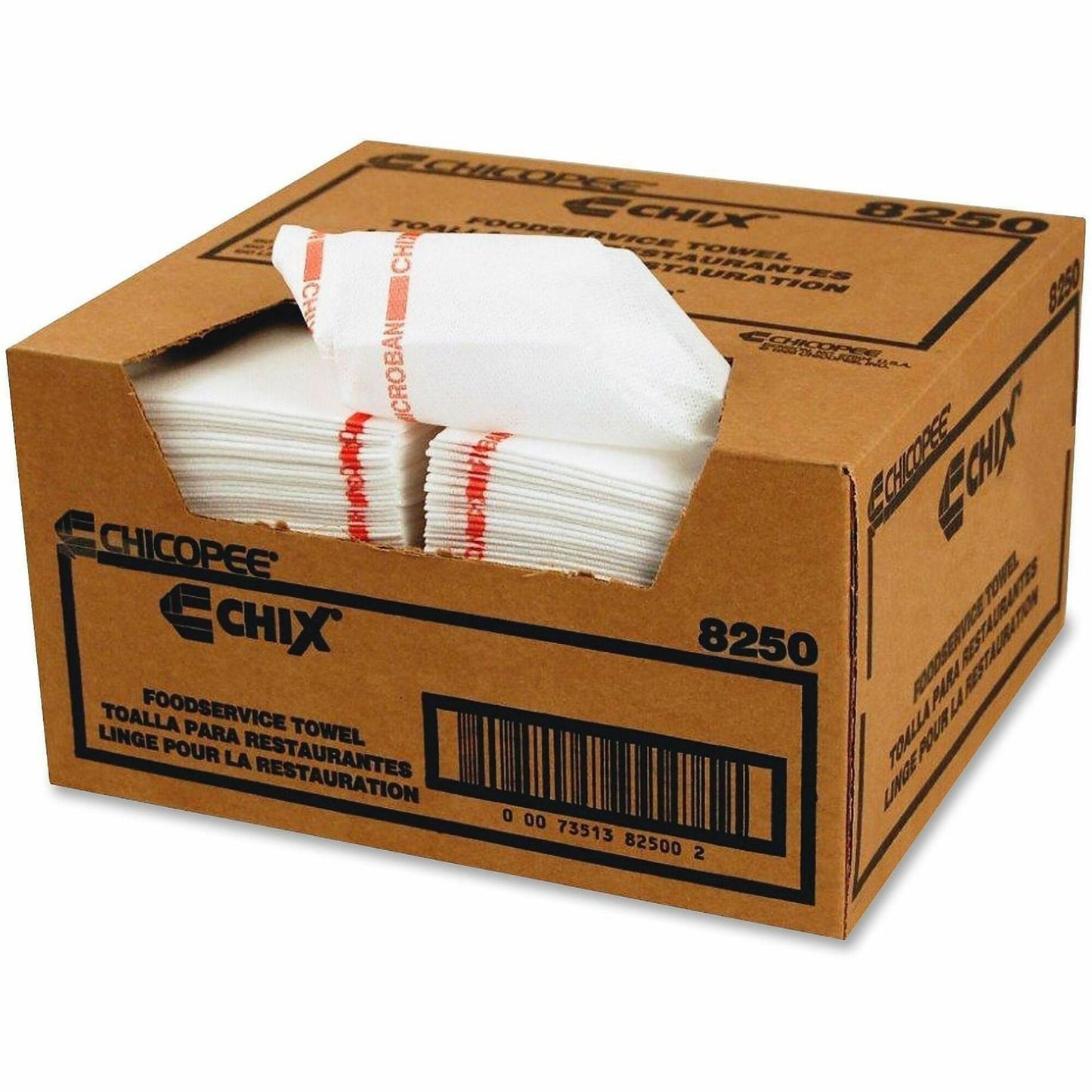 Chix Reusable Food Service Towel, 13" x 24", Red, White, Fabric, 150/Carton (CHI8250)