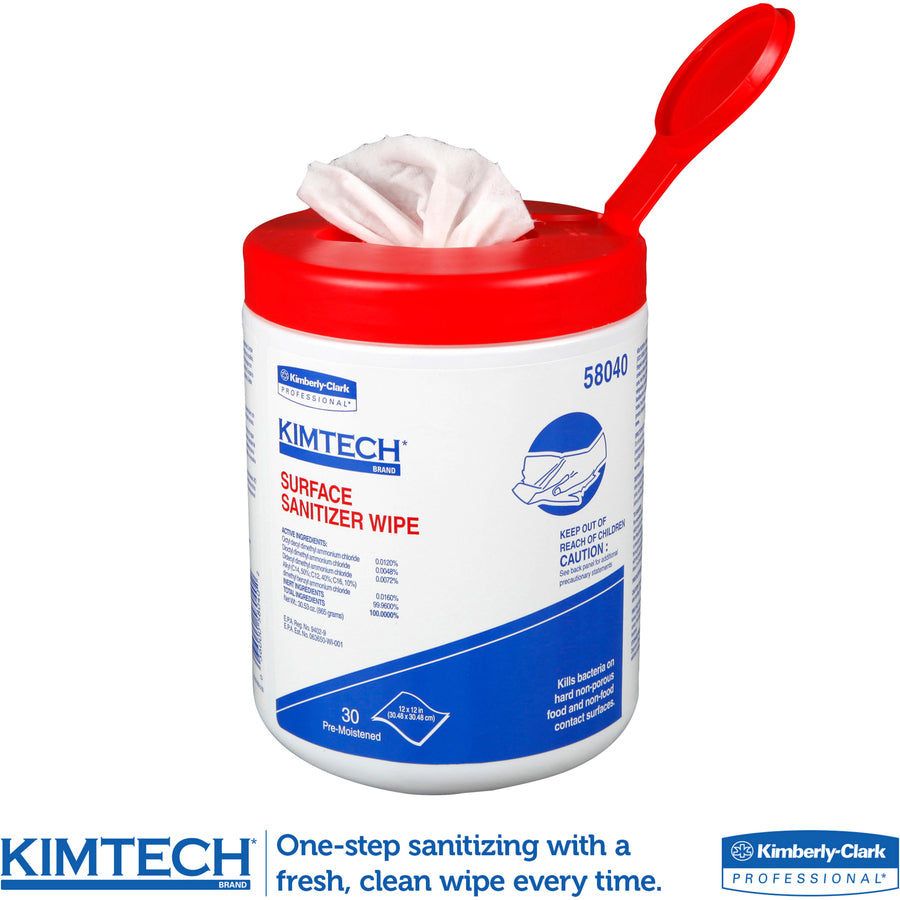 KIMTECH Prep Surface Sanitizer Wipes, 30/Tub, 8/Carton (KCC58040CT)