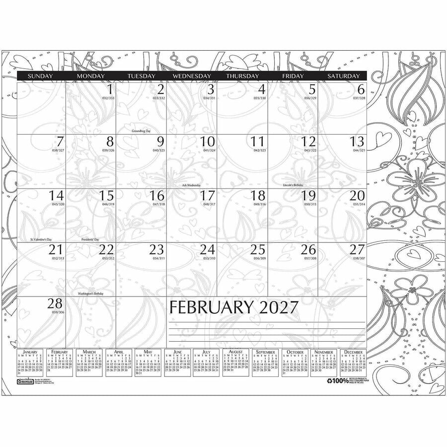 House of Doolittle Doodle Monthly Desk Pad, Julian Dates, Monthly, January 2027 to December 2027, 13" x 18.5" (HOD1876)