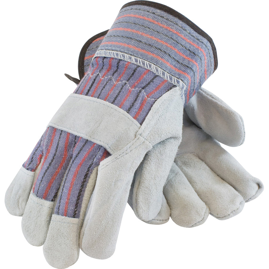 PIP B/C Grade Shoulder Split Cowhide Leather Palm Gloves, Gunn Cut, Wing Thumb, Large, Blue/Gray, 12 Pairs (PID847532L)