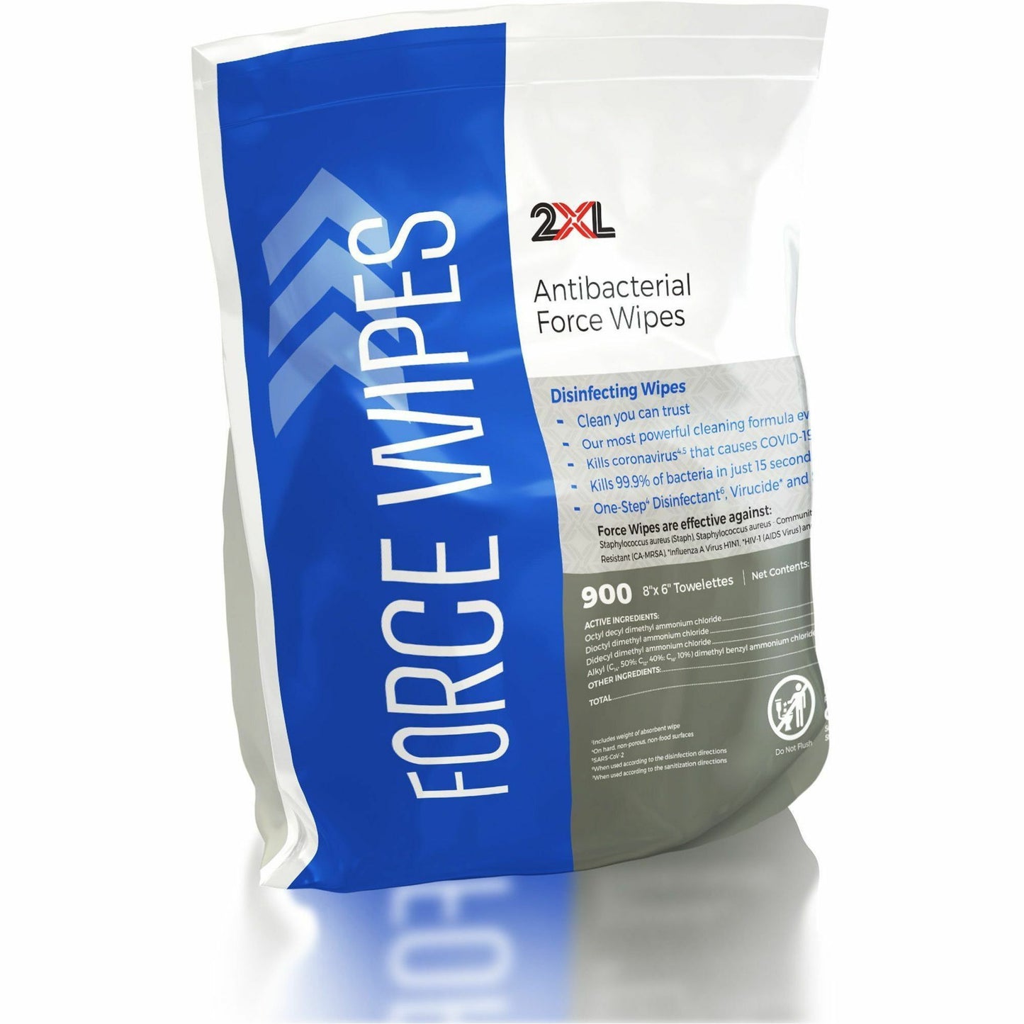 2XL Antibacterial Force Wipes Bucket Refill, 6" x 8" Length, White, 900/Pack (TXLL4014EA)