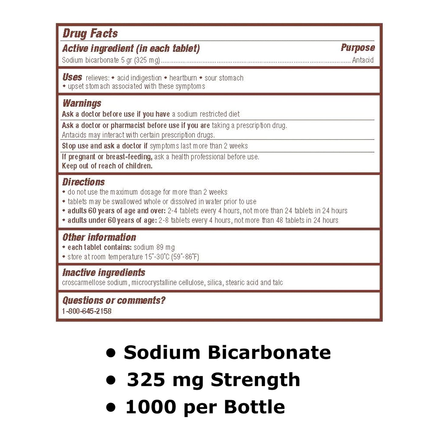 Major® Antacid 325 mg Strength Tablet 1000 per Bottle (981044_BT)