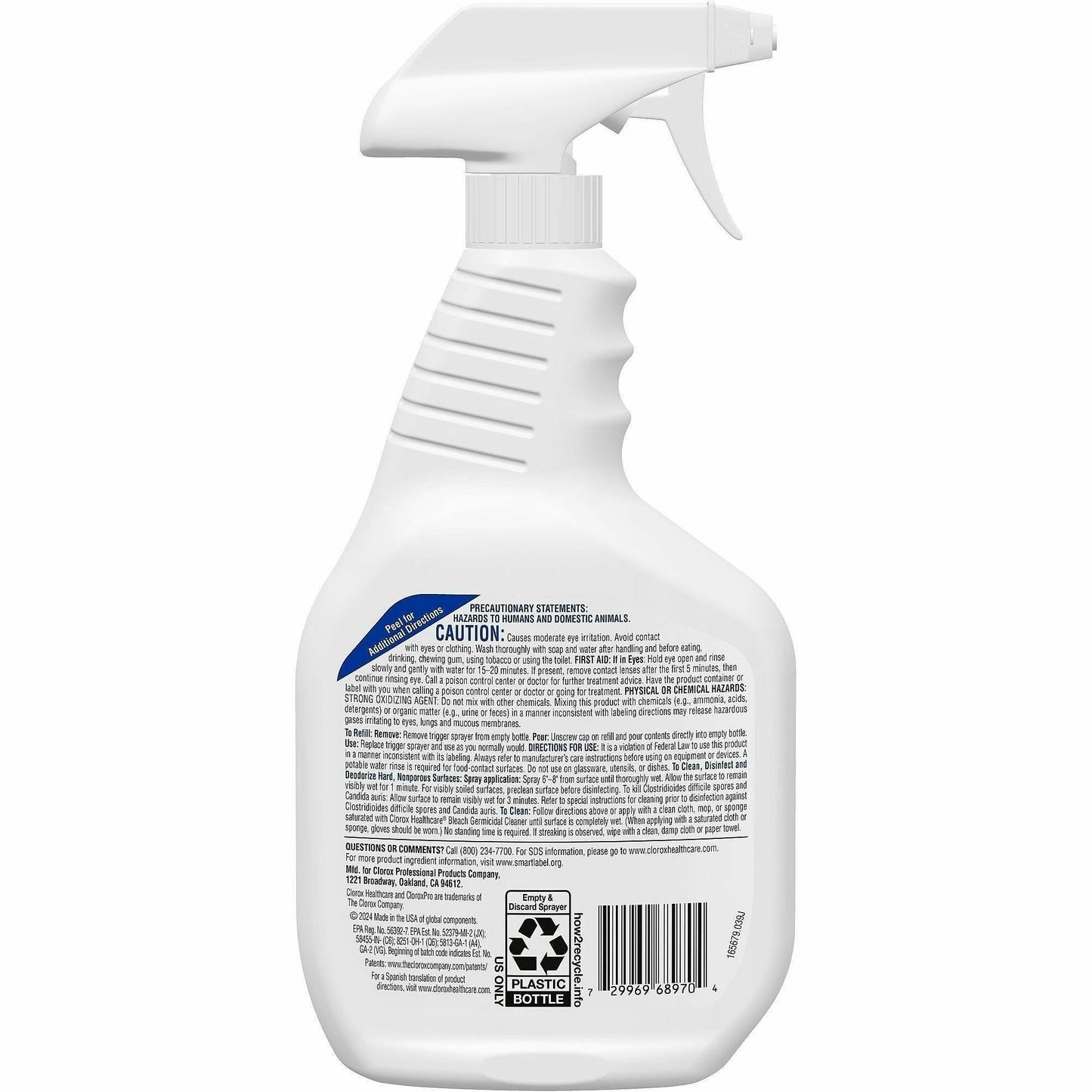 Clorox Healthcare Bleach Germicidal Cleaner Spray, 32 fl oz, 6/Carton, 360/Pallet (CLO68970PL)