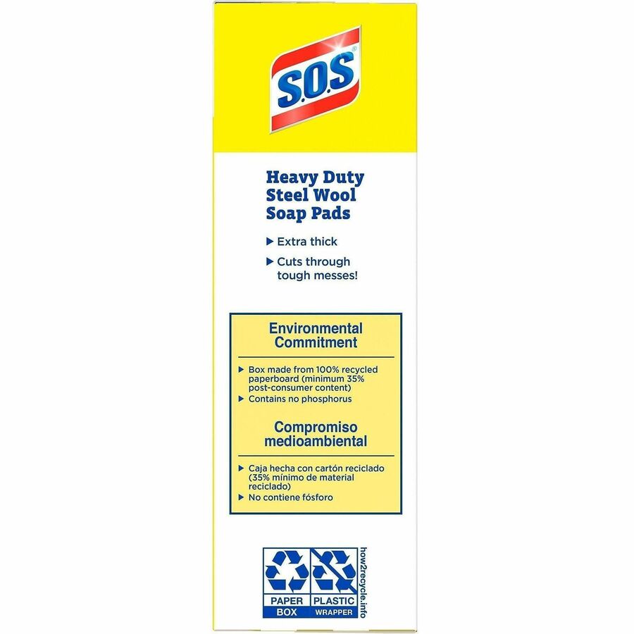CloroxPro™ S.O.S Steel Wool Soap Pads, 4" x 5", Blue, 15/Box, 12/Carton, 40 Carton/Pallet (CLO88320PL)