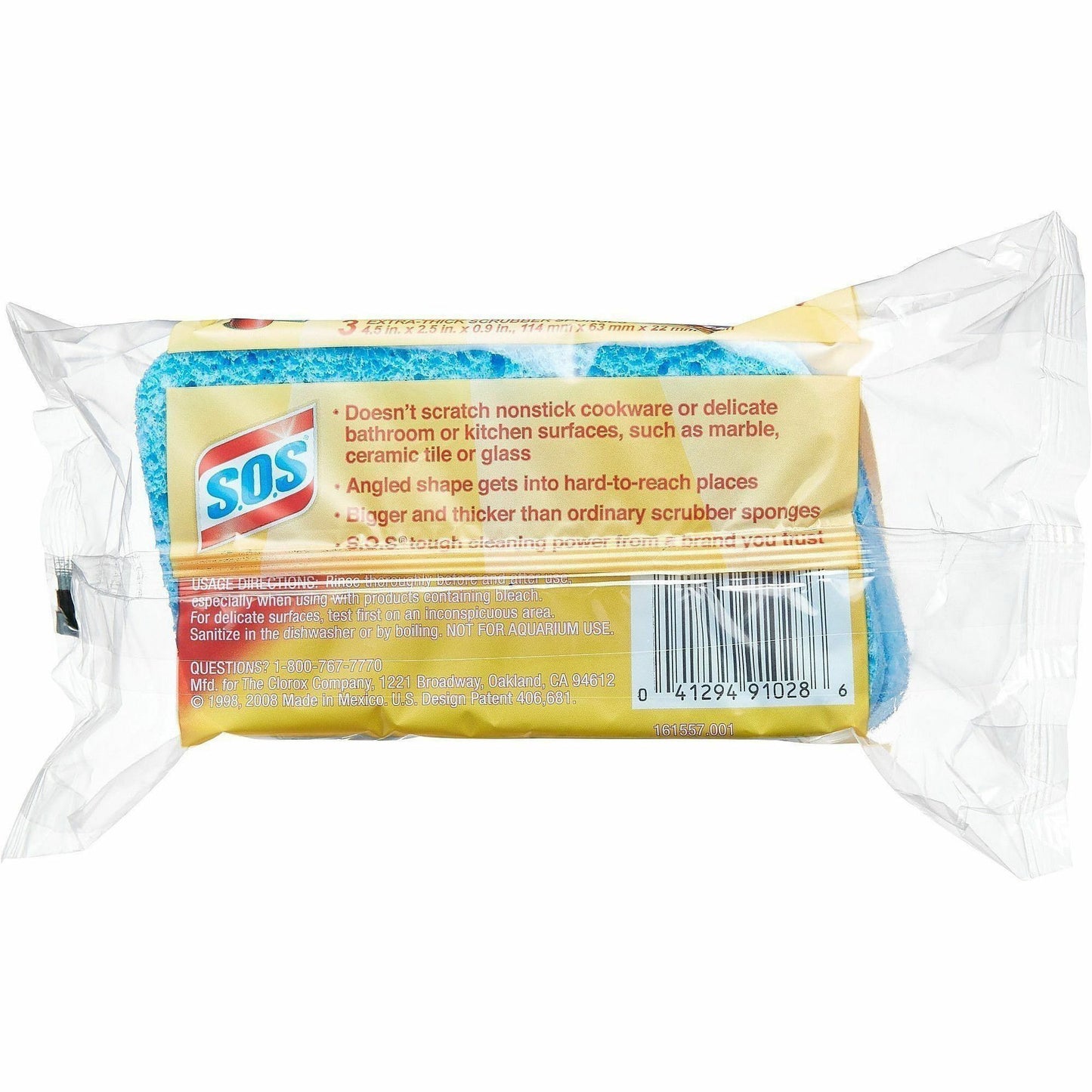 S.O.S All Surface Scrubber Sponge, 3/Pack, 8 Packs/Carton, 84 Cartons/Bundle (CLO91028BD)