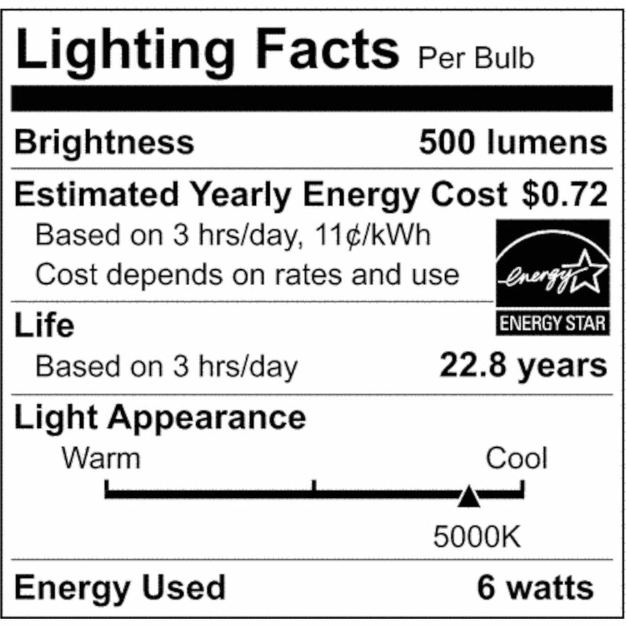 Satco LED Light Bulb, 6.50 W, 50 W Incandescent Equivalent Wattage (SDNS9385)