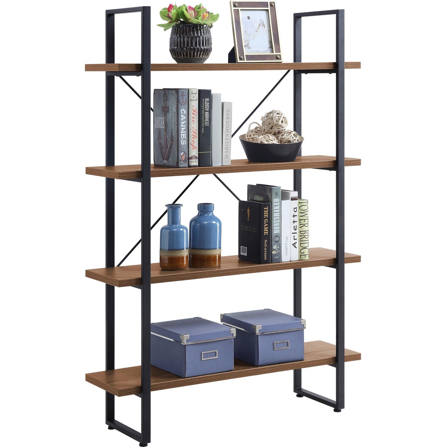 lorell-soho-4-shelf-metal-frame-bookcase-num-llr97619_1