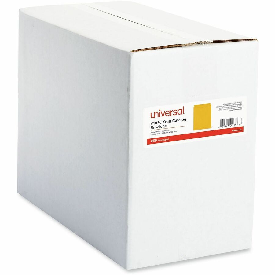 Universal Envelope, Catalog, #13 1/2, 28 lb, Gummed, Brown Kraft, Kraft Paper, 250/Box (UNV44165)
