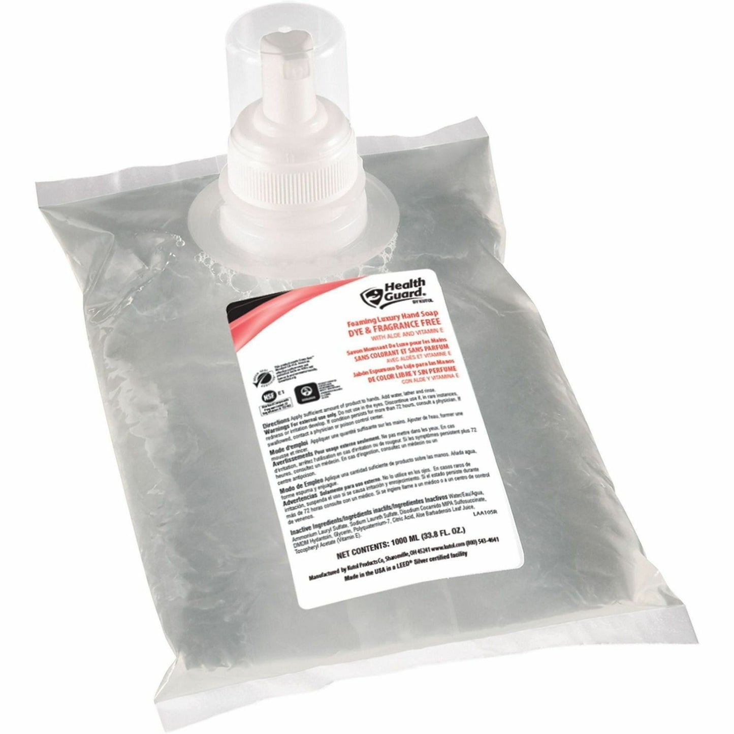 Health Guard Foaming Luxury Dye & Fragrance-Free Soap, 1.06 quart,, 6/Carton (KUT68641)