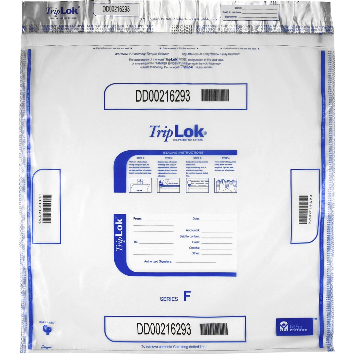 ControlTek TripLOK High-Performing Security Bags, 20" x 20", 50/Pack (CNK585064PK)