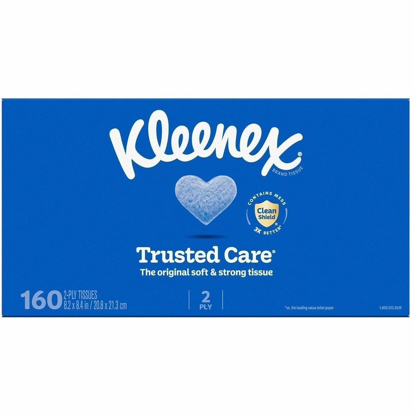 Kleenex Trusted Care Tissues, 2 Ply, 8.40" x 8.50", White, 160/Box, 3/Pack (KCC54303)