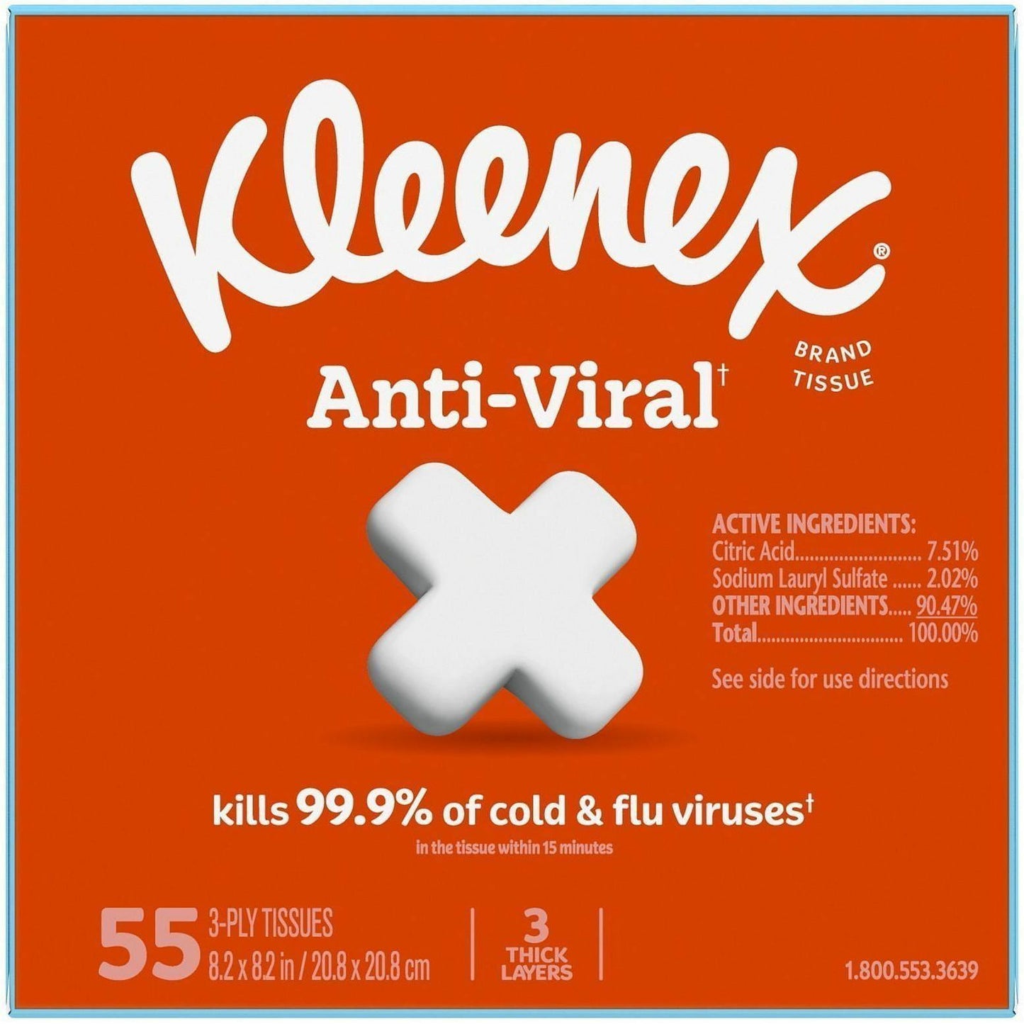 Kleenex Anti-viral Facial Tissue, 3 Ply, 55/Box (KCC54505)