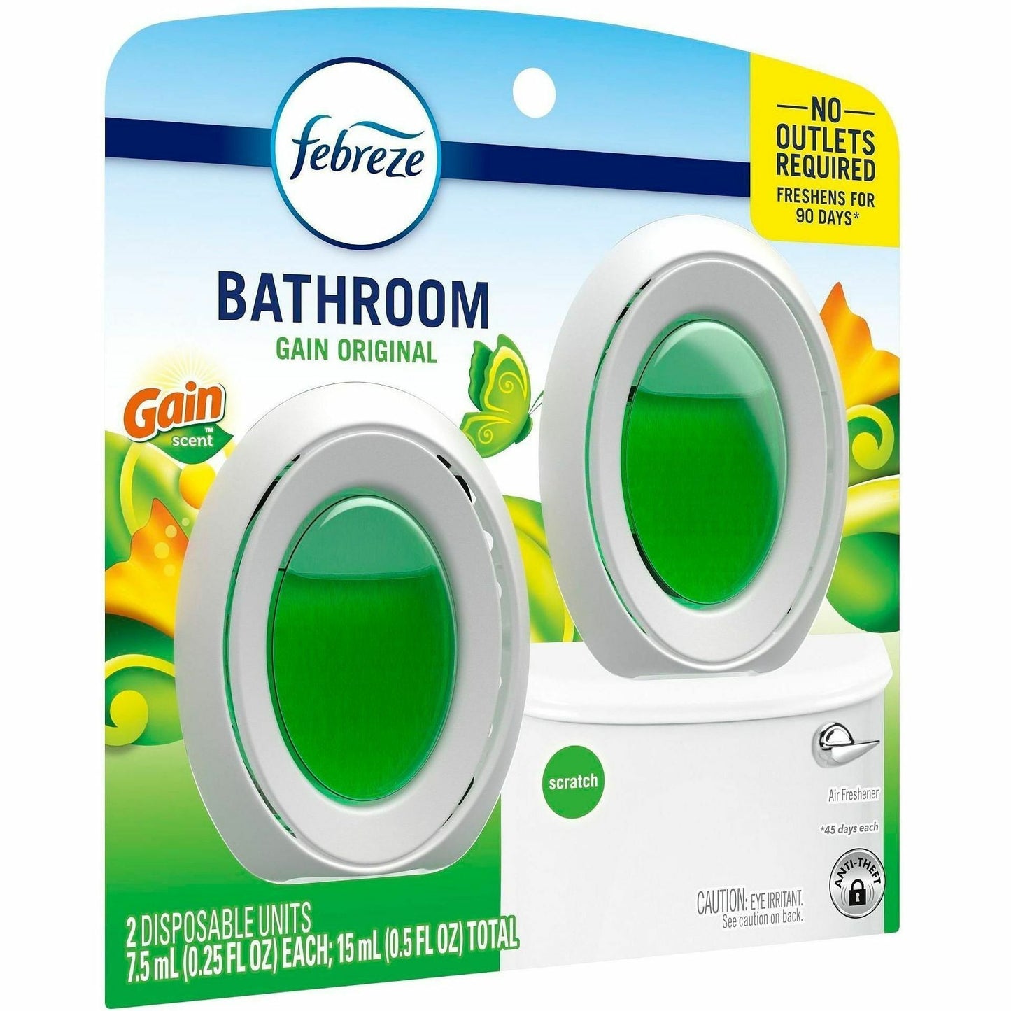 Febreze Small Spaces Disposable Air Fresheners, Liquid, 0.5 fl oz, Gain Original, 2/Pack (PGC55286)