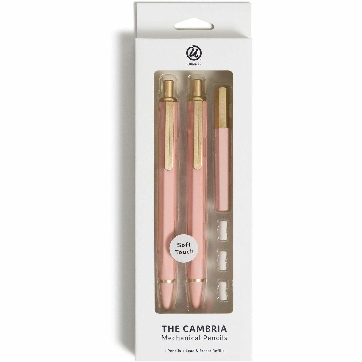 u-brands-cambria-mechanical-pencils-2-lead-refillable-matte-blush-barrel-1-pack-num-ubr2412u0424_1