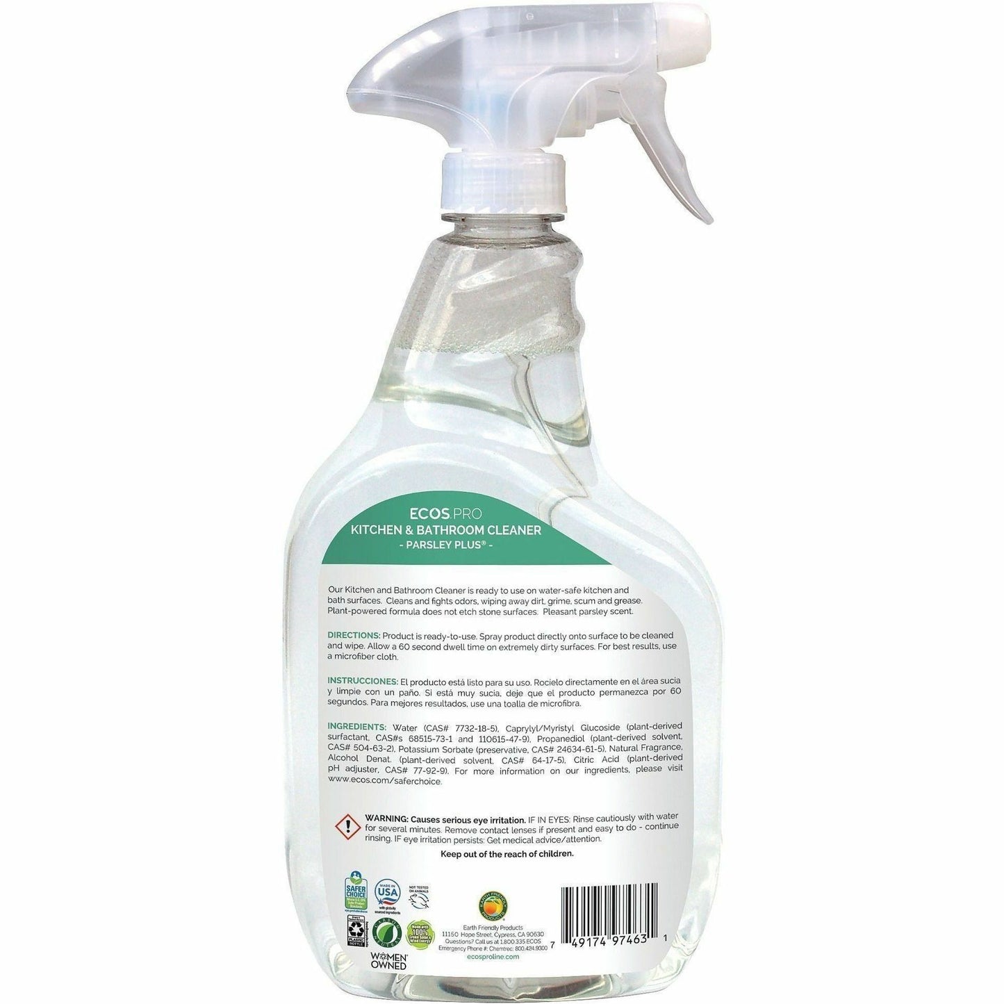 ECOS PRO Parsley All-Purpose Cleaner, Ready-To-Use, Spray, 32 fl oz, Parsley Scent, 6/Carton (EOPPL97466)