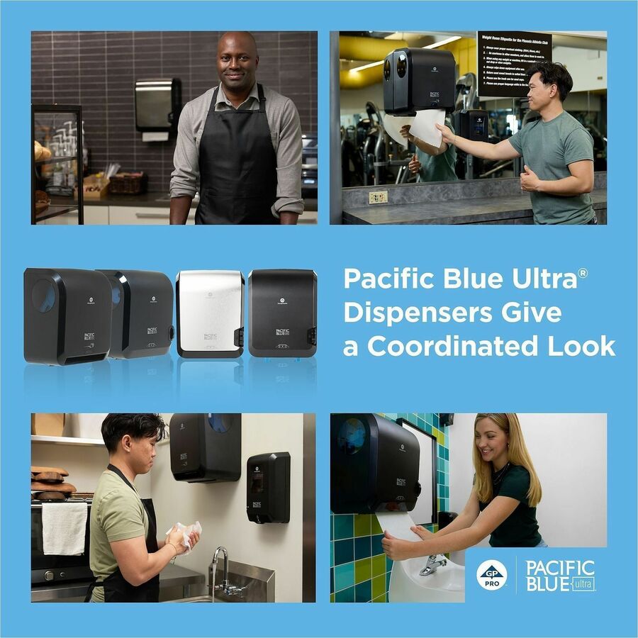 Pacific Blue Ultra High Cap Touchless Towel Dispenser, 1150 ft Roll Diameter, 16" x 12.9" x 8.9", Black (GPC59594)