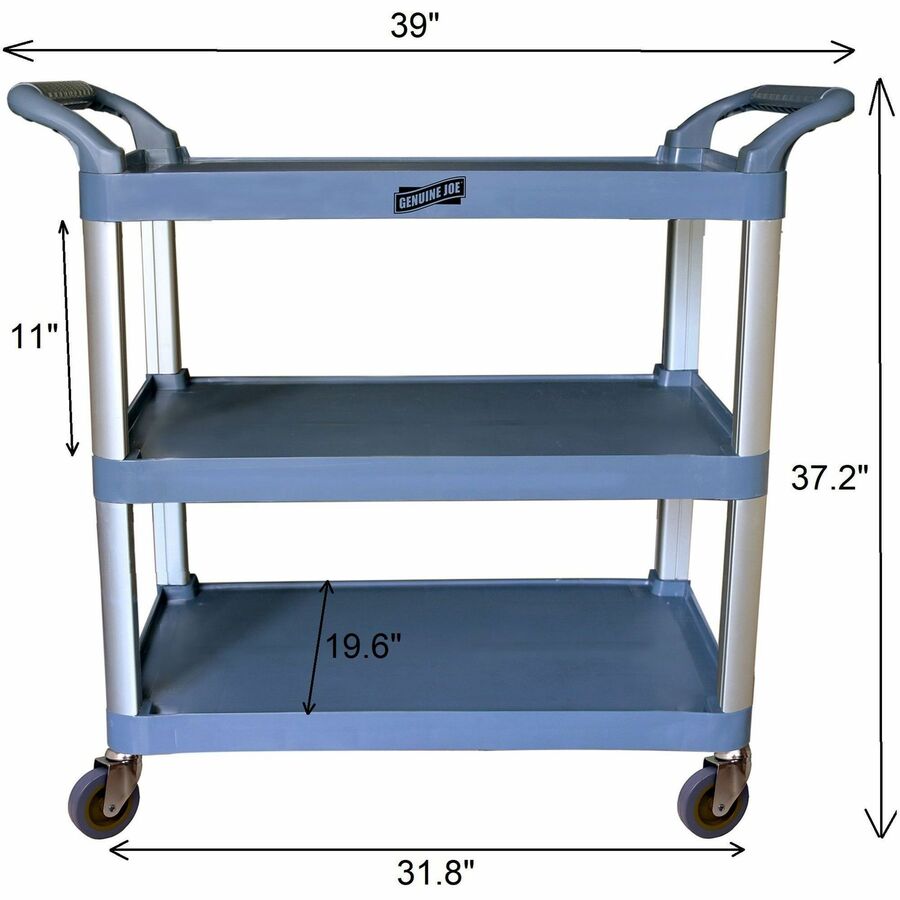 genuine-joe-bussing-cart-3-shelf-200-lb-capacity-4-caster-19-60-width-x-38-30-depth-x-36-60-height-aluminum-frame-gray-gjo02335_4