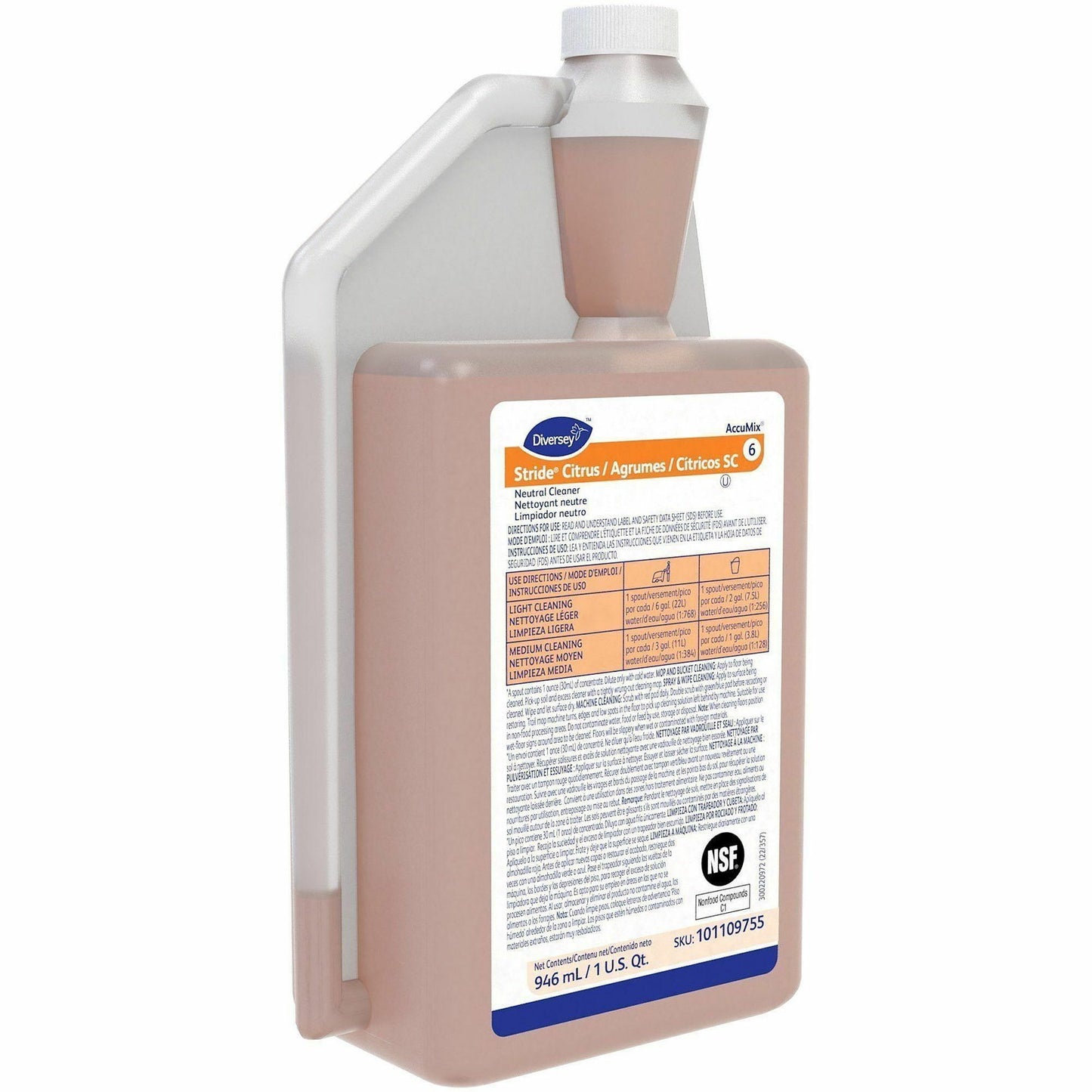 Diversey Neutral Floor Cleaner, 32 fl oz, Citrus Scent (DVO101109755)