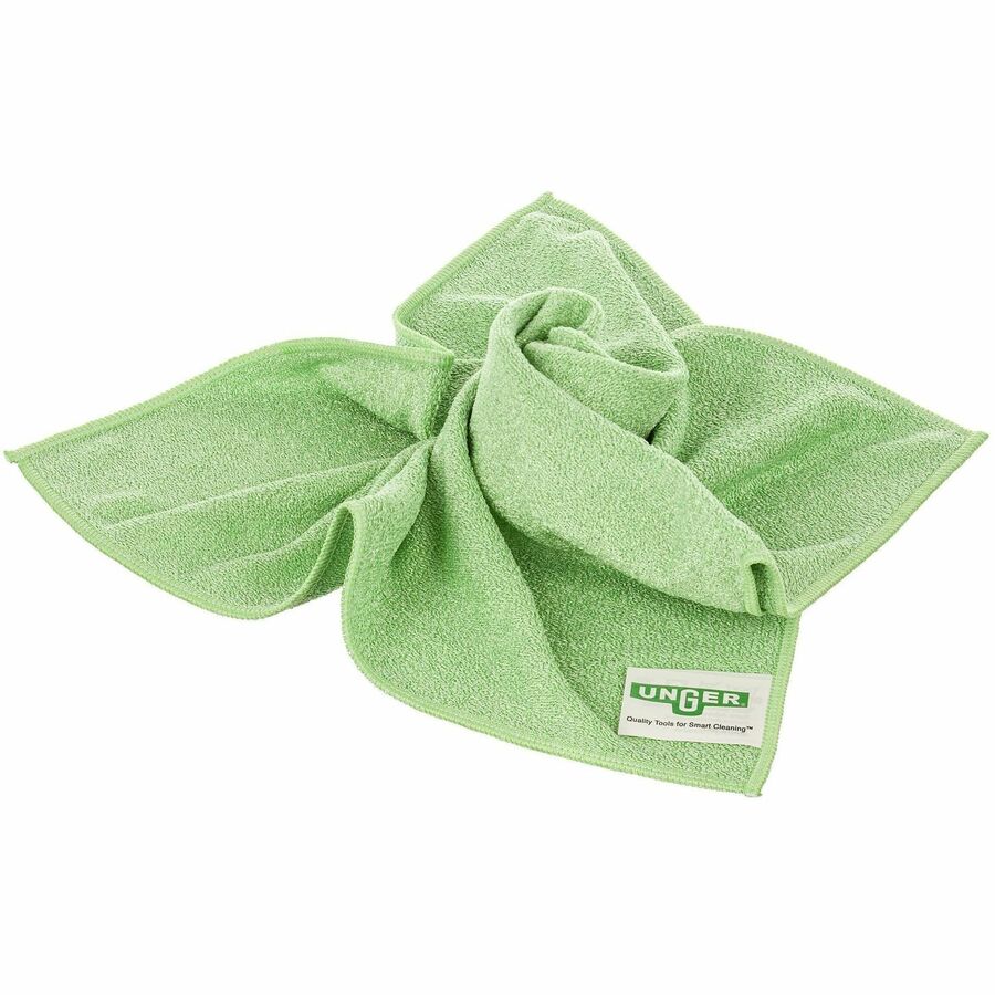 Unger MicroWipe 2000 Medium-Duty Microfiber Cloth, Green, 10/Carton (UNGMB400)