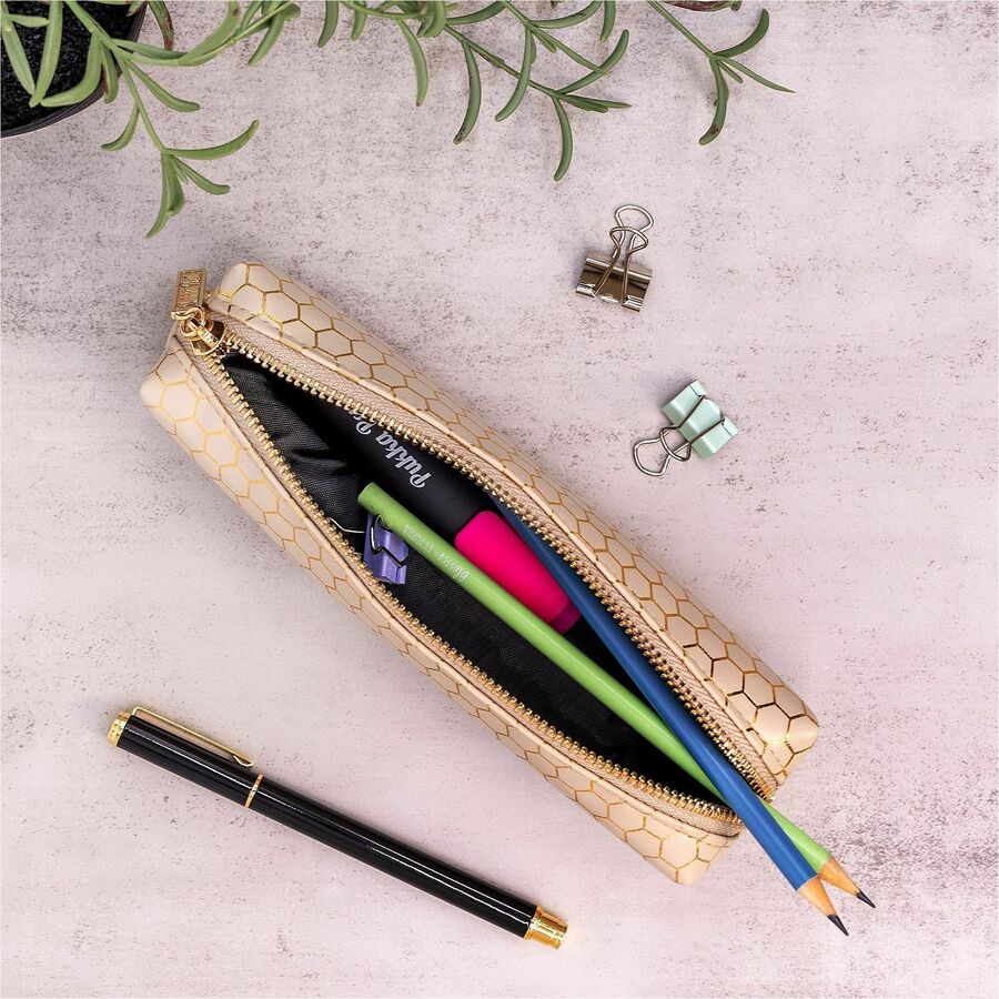 Pukka Pads Haze Carrying Case Pencil, 2" x 7.9", Holographic Geometric Gold, Gold Foil, Classy Geometric (PKP9981TEHZE)