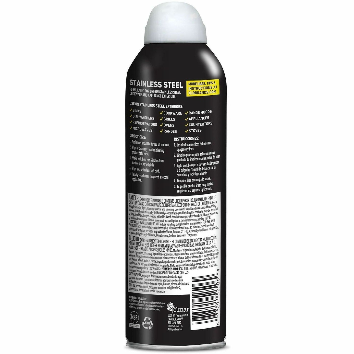 CLR Stainless Steel Cleaner, 12 fl oz, 6/Carton (JELCSS12)