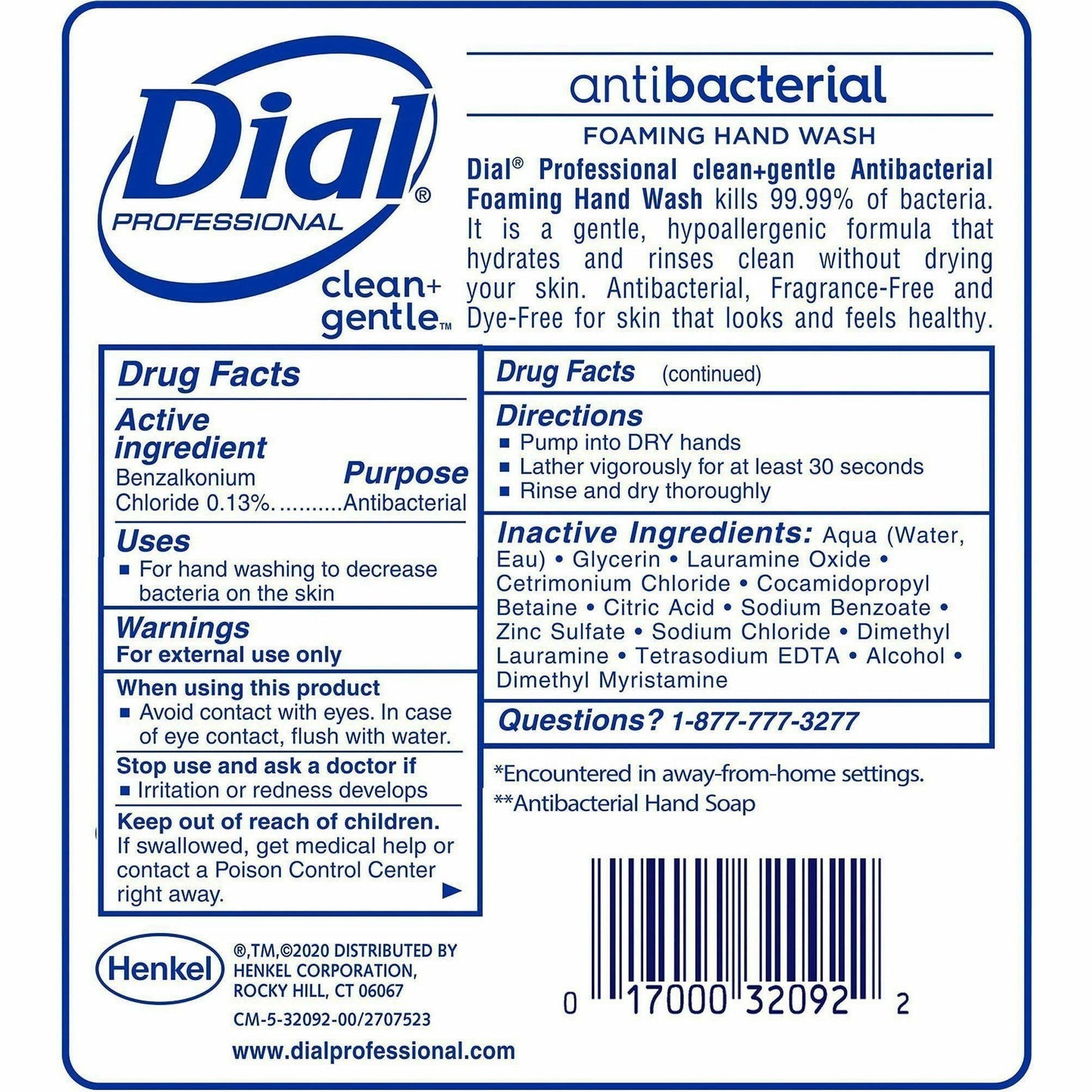 Dial 1700 Universal Dispenser Refills, 1.80 quart, 3/Carton (DIA32094CT)