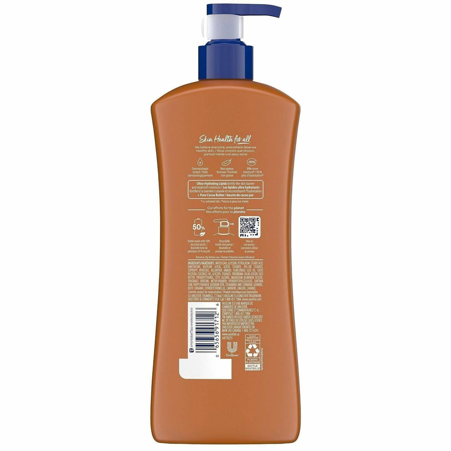 Vaseline Cocoa Radiant Hydrating Lotion, 20.30 fl oz, 4/Carton (UNI13442CT)