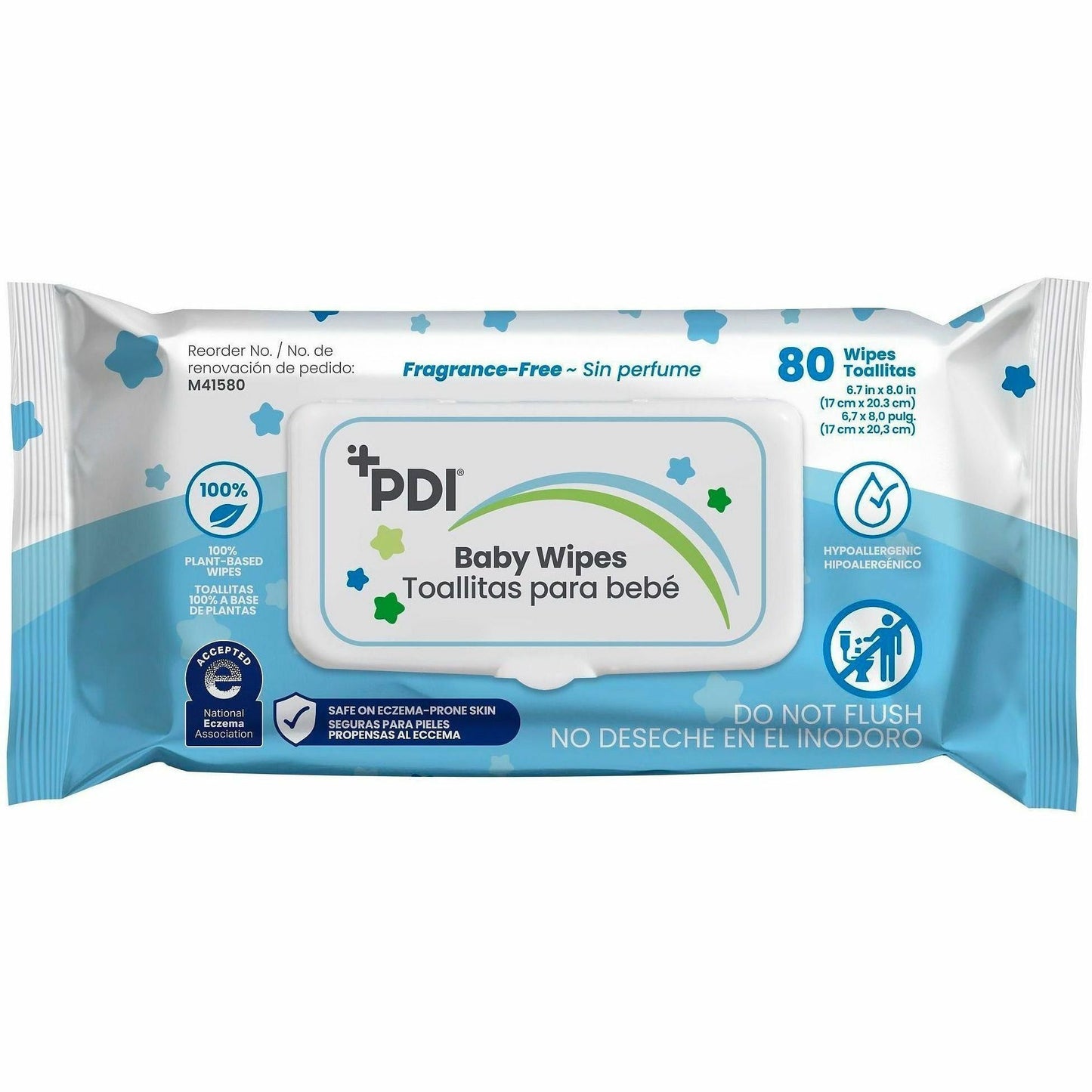 PDI pH-Balanced Baby Wipes for Sensitive Skin, 8" x 6.70", Blue, 80/Each (PDIM41580)