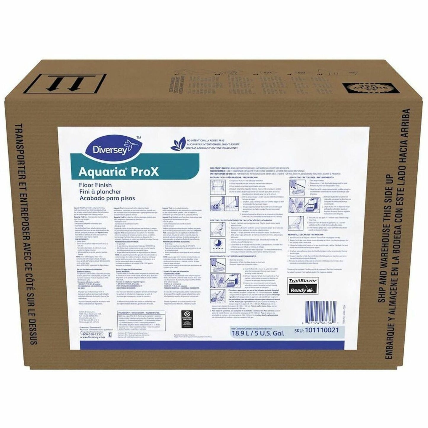 Diversey ProX Floor Finish, 640 fl oz, 7.6 pH, Ammonia Scent (DVO101110021)
