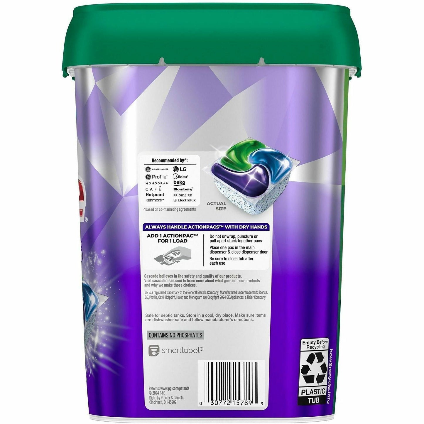 Cascade Platinum Plus ActionPacs, Fresh Scent, 47/Pack (PGC15793)