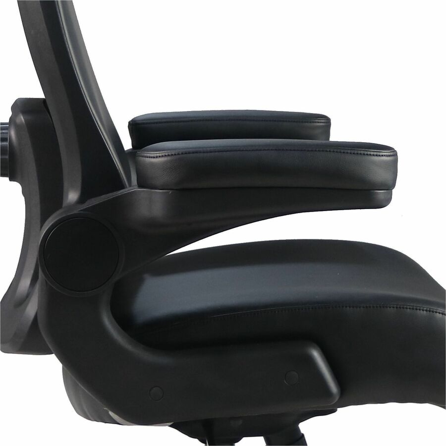 Lorell Big & Tall Flip Arm Chair, Black, Vinyl (LLR40221)