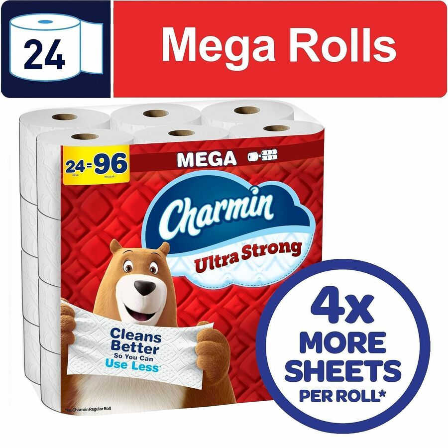 Charmin Mega Roll Bath Tissue, 2 Ply, 220 Sheets/Roll, 24/Carton (PGC13214)