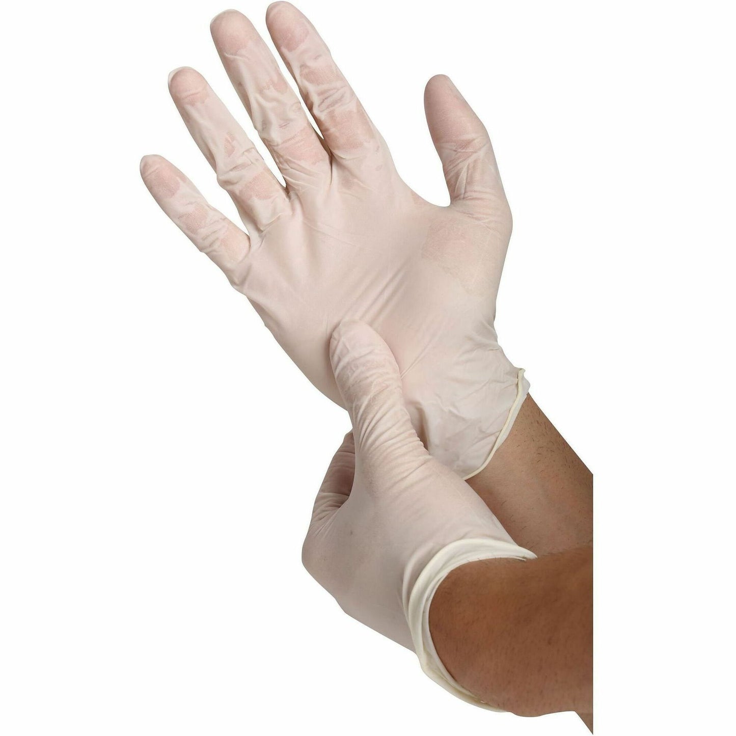 Genuine Joe Powder-Free Latex Work Gloves, 4 mil Thickness, Large, White, 100/Box, 10 Boxes/Carton (GJO15438CT)
