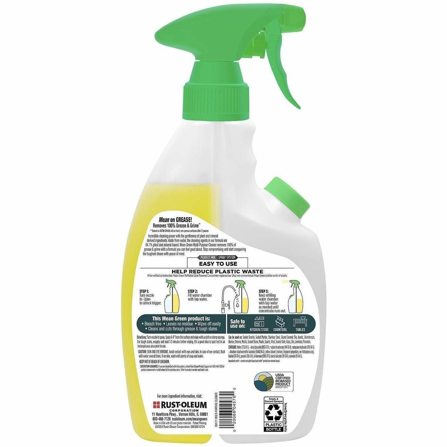 Mean Green Refillable Bathroom Cleaner, 28.6 fl oz, Citrus & Green Tea Scent, 6/Carton (RST394171)