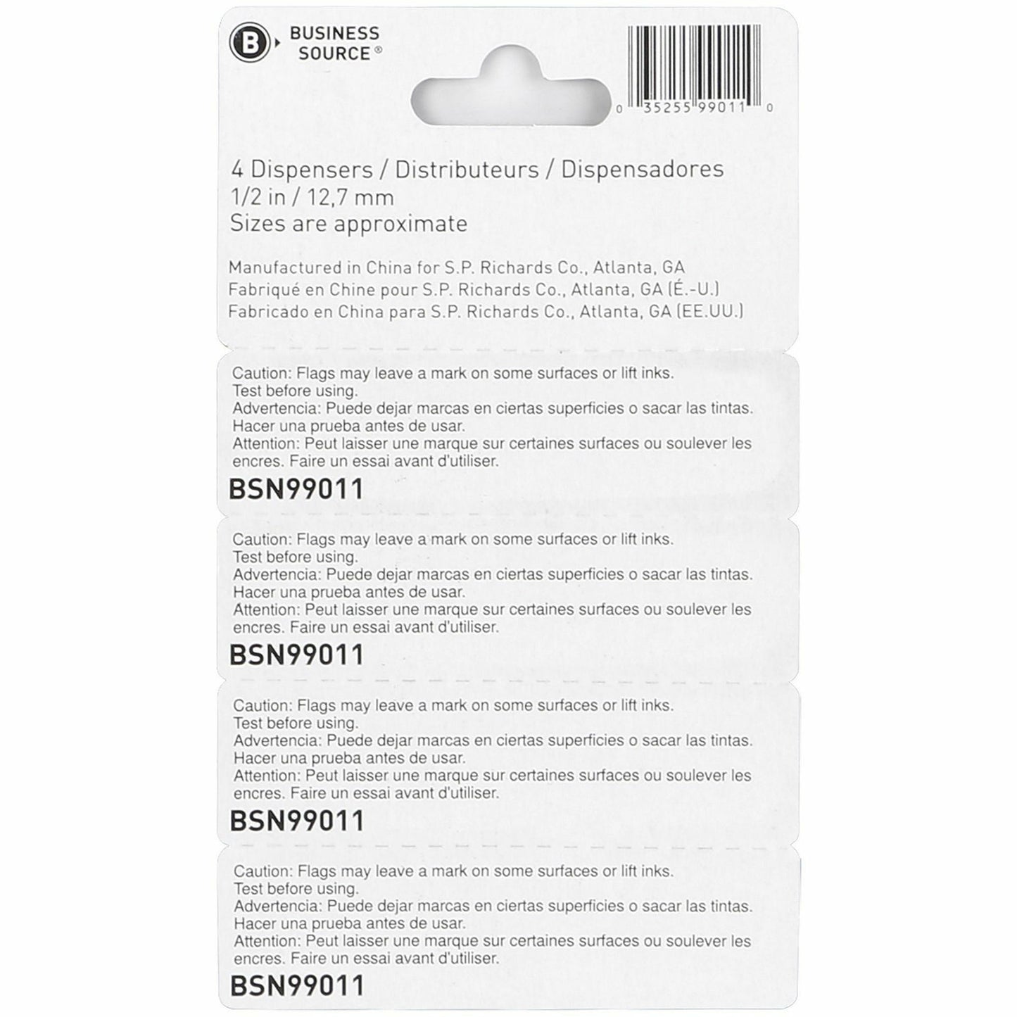 Business Source 1/2" Flag/Note Length, SIGN HERE, Multicolor, 120 Flags/Pack, 48 Packs/Carton (BSN99011CT)