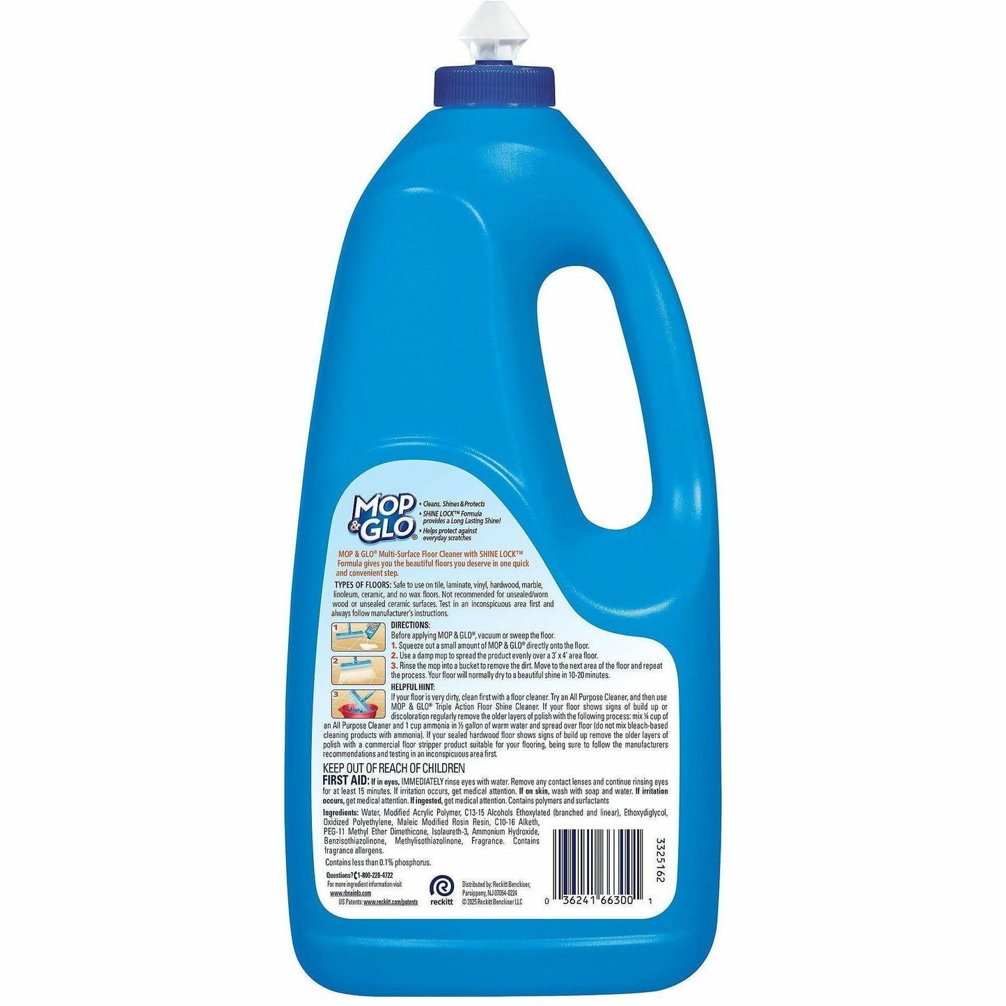 Mop & Glo Pro Triple Action Floor Cleaner, Ready-To-Use, 64 fl oz, Fresh Citrus Scent (RAC00017)