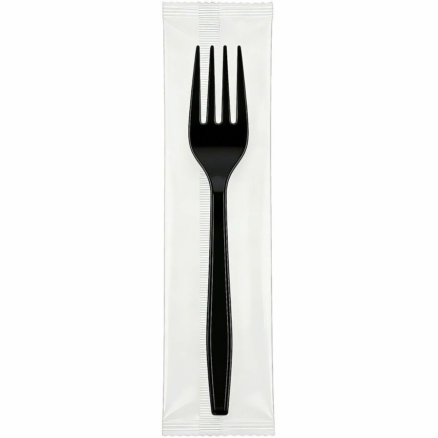 Genuine Joe Individually Warapped Heavy-Weight Polypropylene Fork, Black, 1000/Carton (GJO30411)