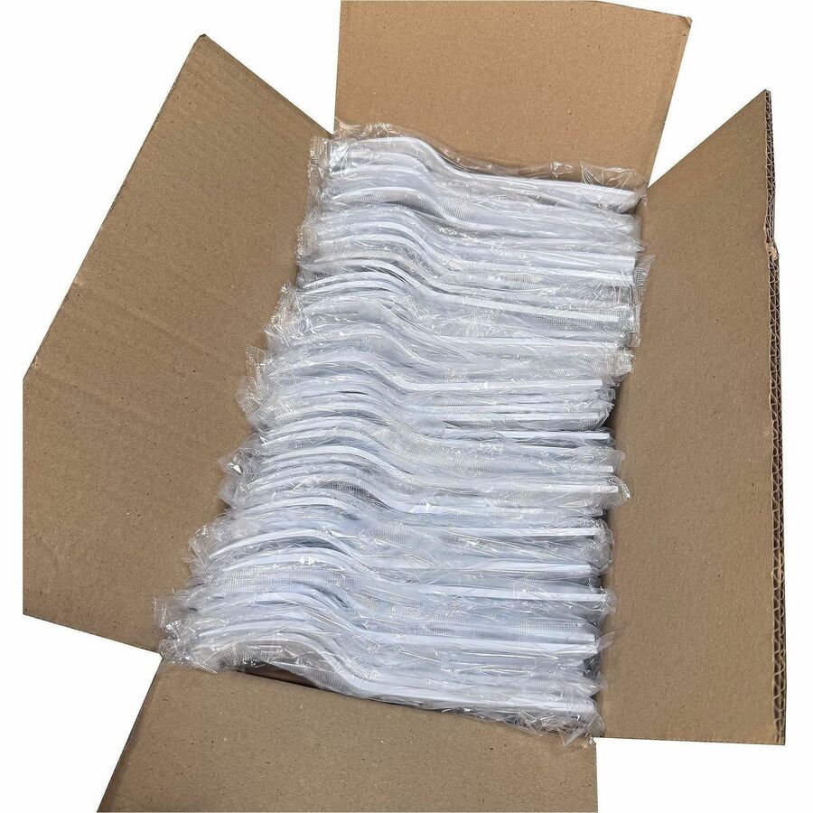 Genuine Joe Individually Warapped Heavy-Weight Polypropylene Fork, White, 1000/Carton (GJO30419)